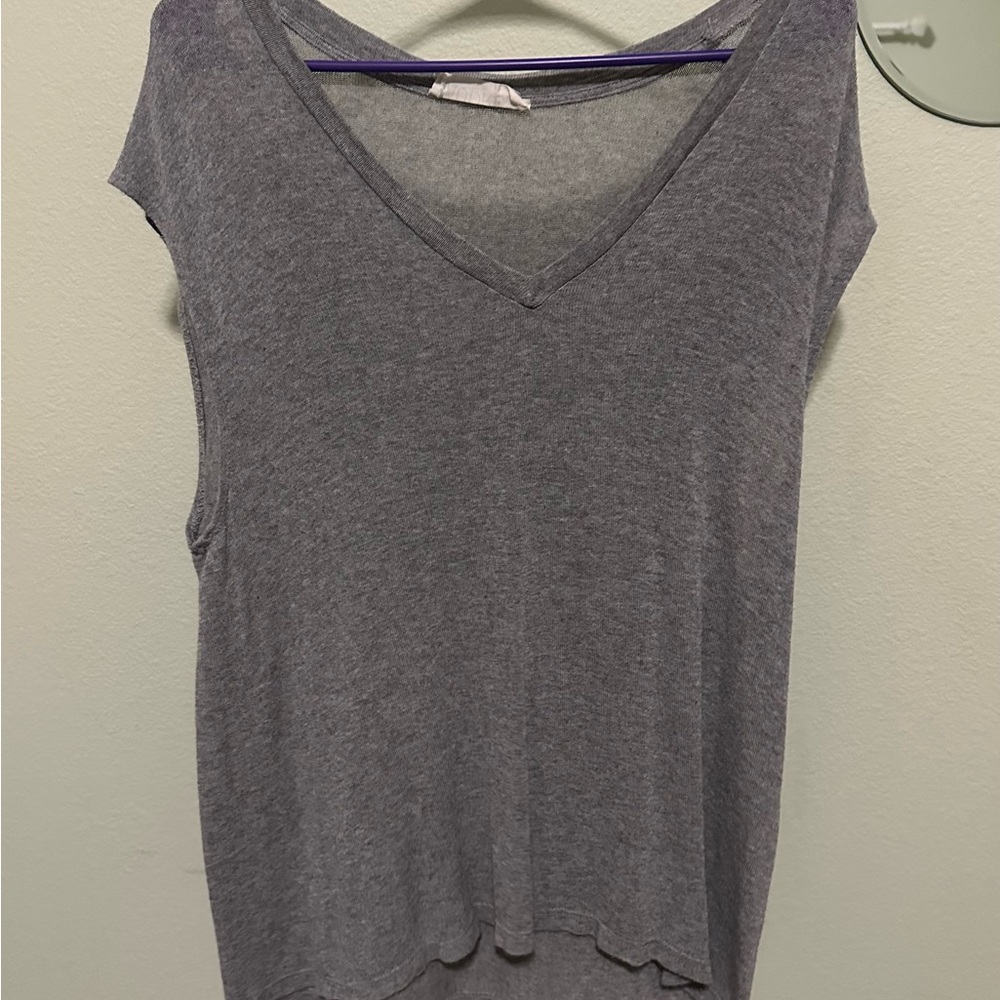 Audrey  Gray V-Neck Sleeveless Tank